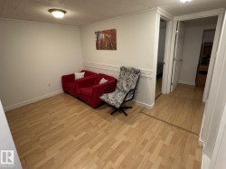 Light wood-finish flooring extending into adjacent rooms - 