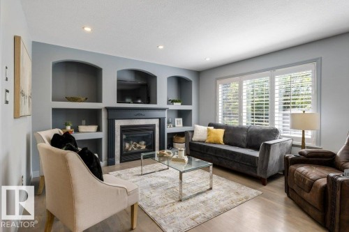 26 North Ridge Drive, St. Albert, AB - Indoor Photo Showing Living Room With Fireplace
