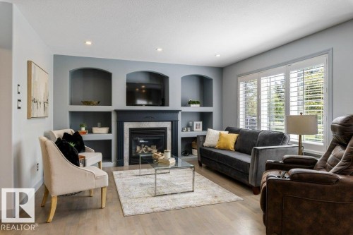 26 North Ridge Drive, St. Albert, AB - Indoor Photo Showing Living Room With Fireplace