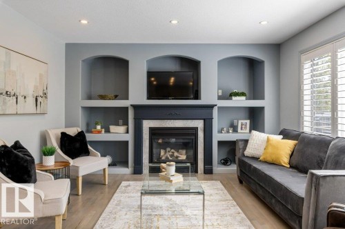 26 North Ridge Drive, St. Albert, AB - Indoor Photo Showing Living Room With Fireplace