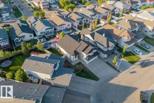 Aerial perspective showcasing a residential neighborhood with varied architectural styles - 6050 164A Avenue, Edmonton, AB - Outdoor With View