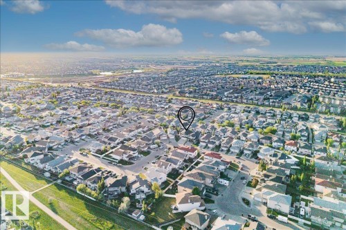 Aerial perspective of a developed residential area with numerous single-family homes - 6050 164A Avenue, Edmonton, AB - Outdoor With View