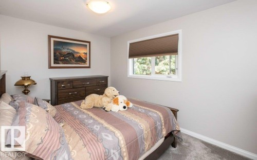 Room with light gray walls, white trim, and gray carpet flooring - 10420 111 Avenue, Westlock, AB 