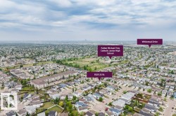 Aerial perspective showcasing a developed residential neighborhood with a variety of housing styles and ample green spaces - 