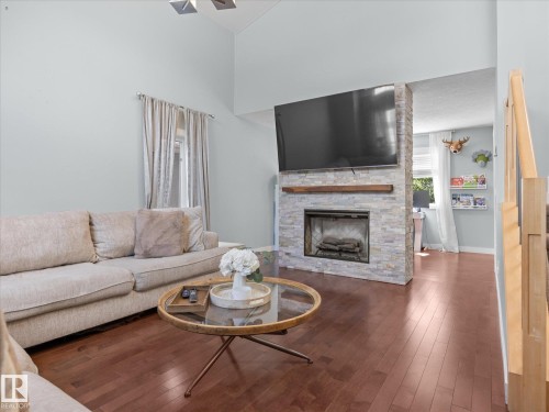 8 Leonard Drive, St. Albert, AB - Indoor Photo Showing Living Room With Fireplace