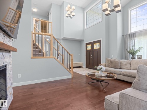 8 Leonard Drive, St. Albert, AB - Indoor Photo Showing Living Room With Fireplace