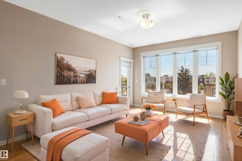 Virtually Staged Photo - 326 9820 165 Street, Edmonton, AB - Indoor Photo Showing Living Room