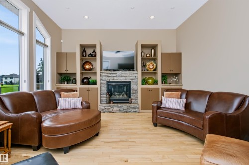 9505 107 Avenue, Morinville, AB - Indoor Photo Showing Living Room With Fireplace