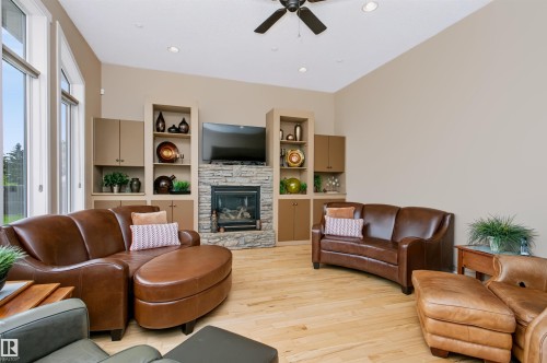 9505 107 Avenue, Morinville, AB - Indoor Photo Showing Living Room With Fireplace