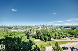 Expansive cityscape backdrop featuring a river, bridges, and abundant green spaces - 
