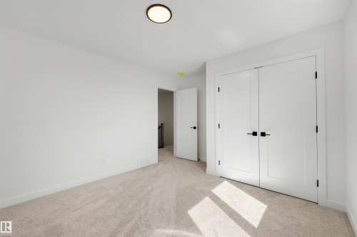 Neutral-toned carpet flooring complements the white walls and trim - 30 Elsinore Place, Edmonton, AB 