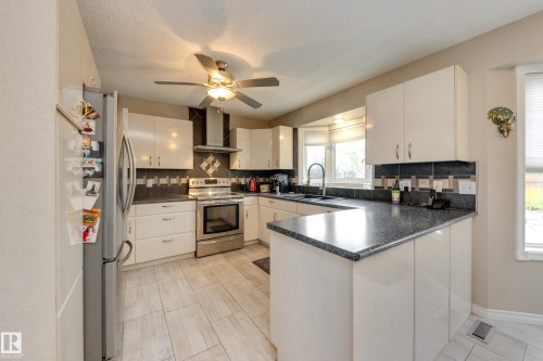 4335 47 Street, Edmonton, AB - Indoor Photo Showing Kitchen With Stainless Steel Kitchen With Double Sink