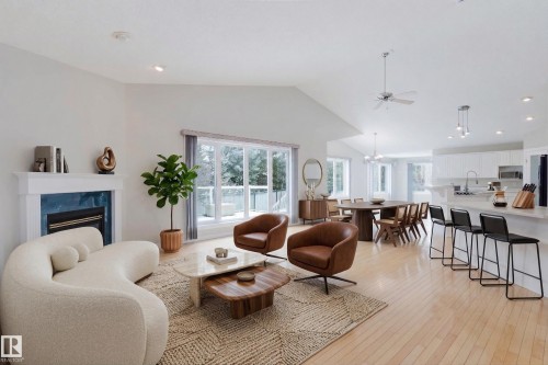1641 Forbes Way, Edmonton, AB - Indoor Photo Showing Living Room With Fireplace