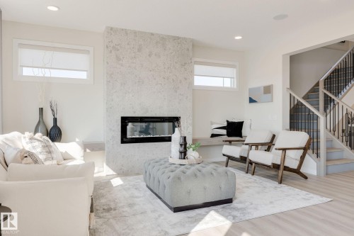81 Rosa Crescent, St. Albert, AB - Indoor Photo Showing Living Room With Fireplace