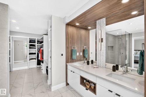 Double vanity with integrated sinks and quartz countertops - 12631 52 Avenue, Edmonton, AB 