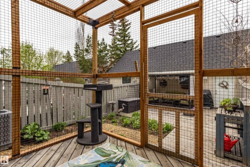 Expansive outdoor enclosure featuring wood framing and wire mesh - 14412 98 Street, Edmonton, AB -  With Deck Patio Veranda With Exterior