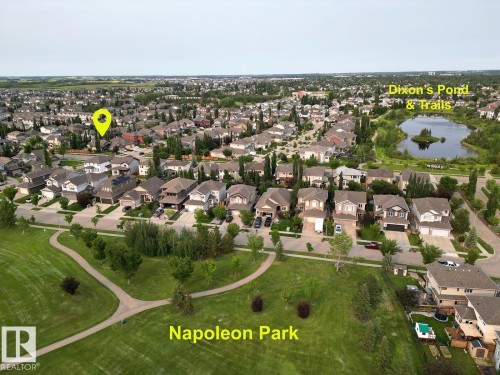 Aerial overview showcasing the property within a developed residential area - 19 Newton Place, St. Albert, AB -  With View