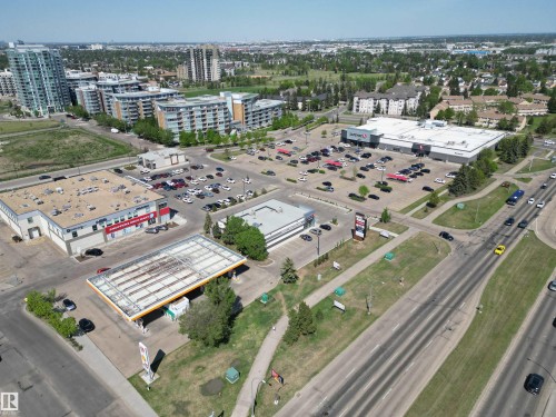 Aerial perspective featuring a commercial intersection with multiple businesses - 102 10903 21 Avenue, Edmonton, AB -  With View