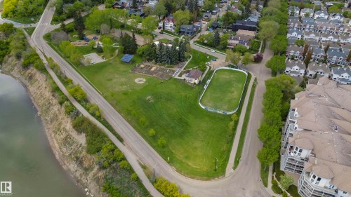 Aerial perspective showcasing a comprehensive neighborhood layout - 130 9008 99 Avenue Nw, Edmonton, AB 