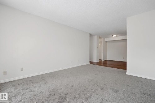 Spacious interior featuring light gray carpeting, white walls, and white baseboards - #6E 11608 28 Av Nw Nw, Edmonton, AB - Indoor Photo Showing Other Room