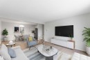 Open-concept living space with light wood-finish flooring - #304 4924 19 Av Nw, Edmonton, AB 