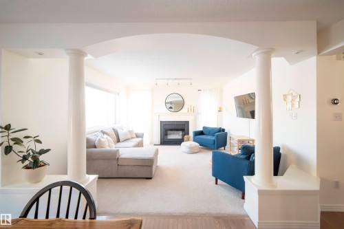 1417 115A Street, Edmonton, AB - Indoor Photo Showing Living Room With Fireplace
