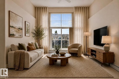 Rendering of a furnished livingroom - #412 9760 174 St Nw, Edmonton, AB - Indoor Photo Showing Living Room