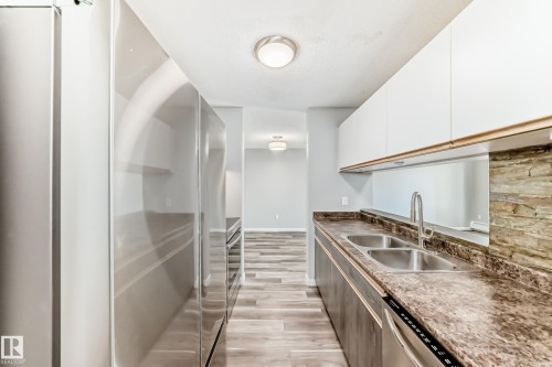 306 2508 50 Street, Edmonton, AB - Indoor Photo Showing Kitchen With Double Sink