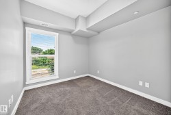 Windowed room with light gray walls and plush gray carpeting - 
