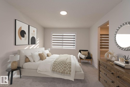 Recessed ceiling lighting, window with horizontal blinds, and a built-in closet with shelving - 2635 Donaghey Crescent, Edmonton, AB 