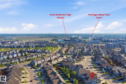 Aerial overview showcasing residential properties and surrounding urban development - 1234 Daniels Crescent, Edmonton, AB - Outdoor With View
