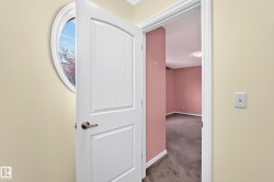 Arch-panel interior door with brushed nickel hardware, set within a neutral-toned hallway - 