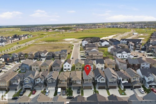 Aerial perspective showcasing a residential neighborhood with varied architectural styles - 2508 193 Street, Edmonton, AB 