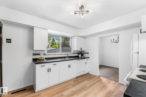 8911 149 Street, Edmonton, AB - Indoor Photo Showing Kitchen With Double Sink