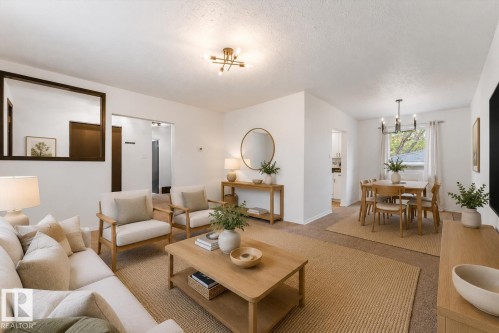Virtually staged. - 8911 149 Street, Edmonton, AB - Indoor Photo Showing Living Room