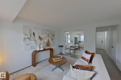 Bright living room with light-toned walls and plush carpeting - 