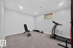 Spacious room featuring light grey carpeting, white baseboards, and neutral wall tones - 