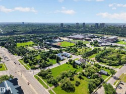 Aerial perspective showcasing a comprehensive urban landscape with diverse features - 