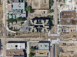 Aerial Site Survey. Illustrating property boundaries and surrounding structures - 