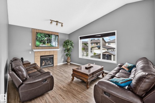 312 Gibb Close Nw, Edmonton, AB - Indoor Photo Showing Living Room With Fireplace