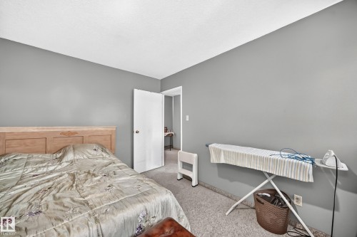 Bedroom featuring neutral gray walls and light-colored carpeting - 243 Abbotsfield Road Nw, Edmonton, AB - Indoor Photo Showing Bedroom