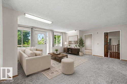 virtually staged - 26 Louisbourg Place, St. Albert, AB - Indoor Photo Showing Living Room