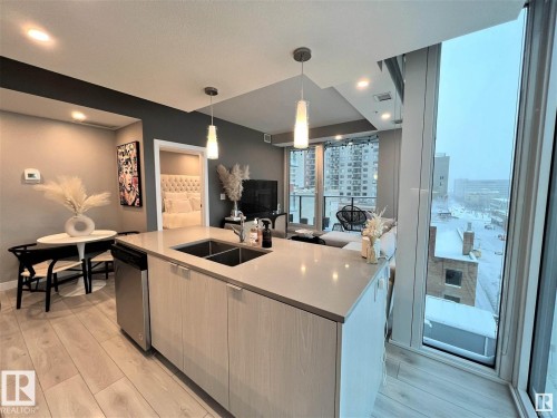 #702 10180 103 St Nw, Edmonton, AB - Indoor Photo Showing Kitchen With Double Sink