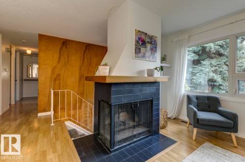 4024 121 St, Edmonton, AB - Indoor Photo Showing Living Room With Fireplace