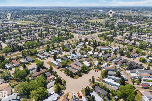 Aerial view of a residential neighborhood with numerous individual properties and mature trees - 219 Lee Ridge Road, Edmonton, AB - Outdoor With View