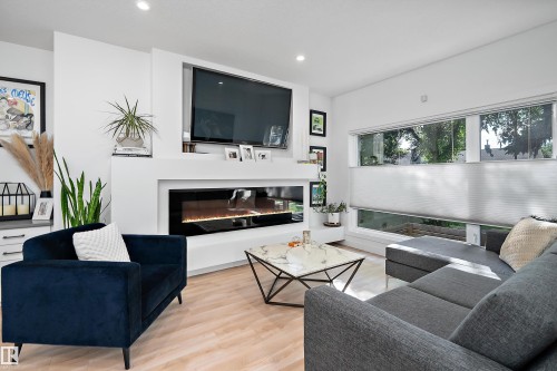 11413 126 Street Nw, Edmonton, AB - Indoor Photo Showing Living Room With Fireplace