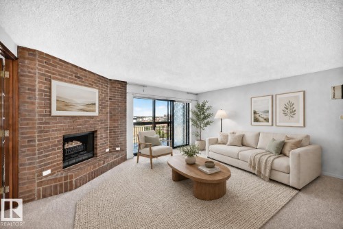 #1802 11027 87 Av Nw, Edmonton, AB - Indoor Photo Showing Living Room With Fireplace