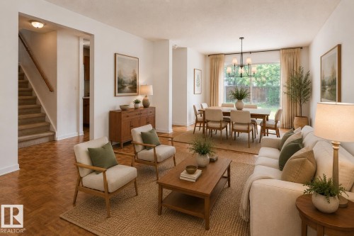 AI Renovation Concept (Not Actual Condition): Digitally enhanced image illustrating potential updates and furnishings. Refer to the preceding photos for the property's current condition. - 17912 77 Avenue, Edmonton, AB 