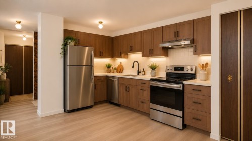 AI Renovation Concept (Not Actual Condition): Digitally enhanced image illustrating potential updates and furnishings. Refer to the preceding photos for the property's current condition. - 17912 77 Avenue, Edmonton, AB 