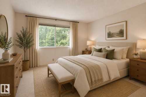 AI Renovation Concept (Not Actual Condition): Digitally enhanced image illustrating potential updates and furnishings. Refer to the preceding photos for the property's current condition. - 17912 77 Avenue, Edmonton, AB 